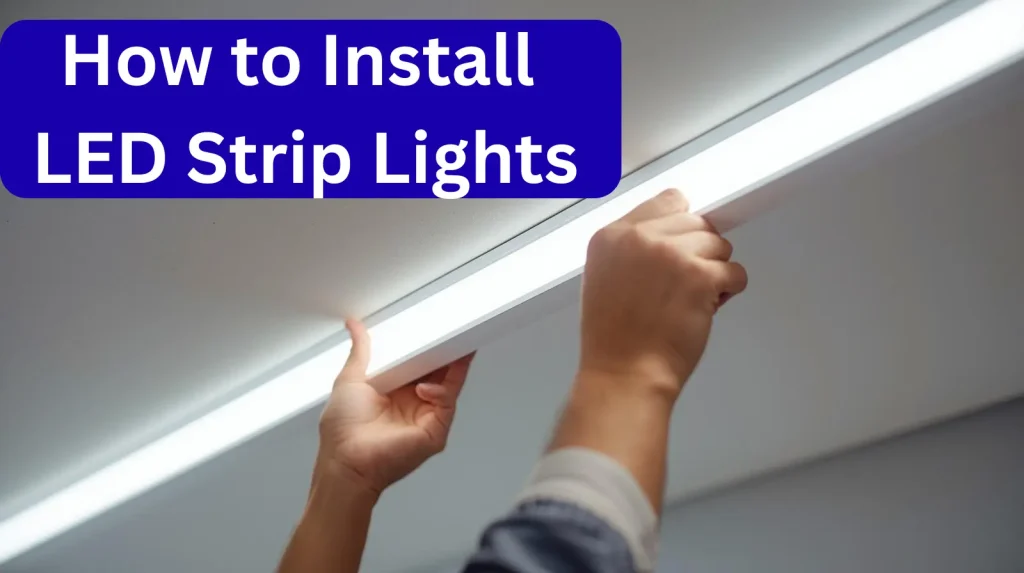 “LED strip lights installed under kitchen cabinets showing bright energy-efficient lighting.”
