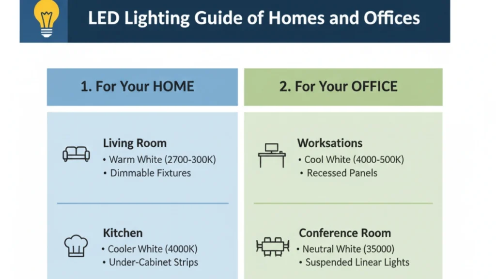 Modern LED lighting setup showing panel LED lights and LED strip lighting inside a home interior