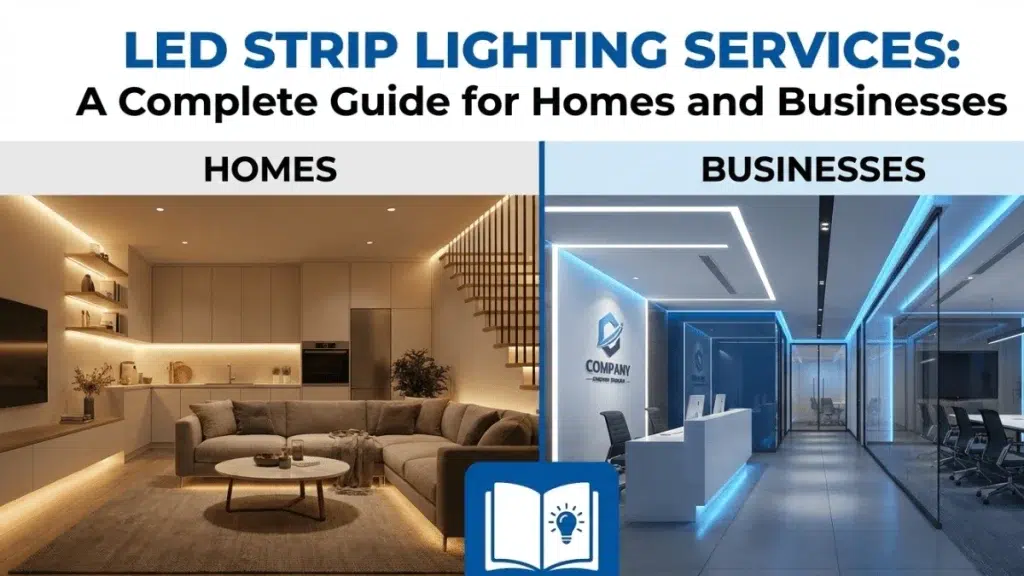 Professional LED strip lighting installation highlighting modern interior design and energy-efficient illumination