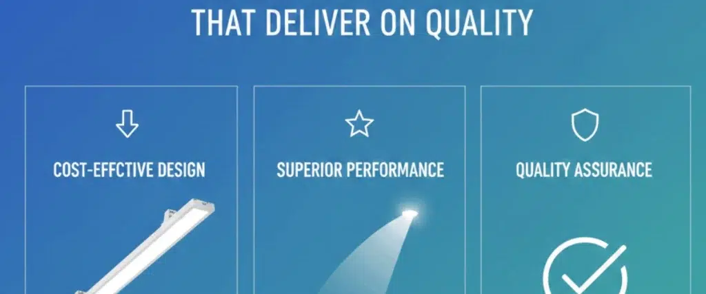 Affordable LED linear light fixture installed in a modern office ceiling providing bright and energy-efficient illumination