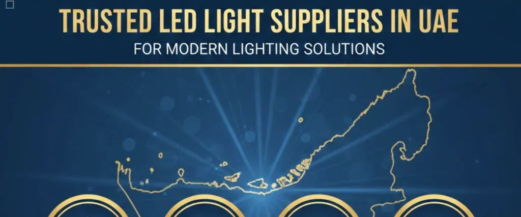 Modern commercial building in UAE illuminated with energy-efficient LED lighting supplied by professional LED light suppliers in UAE