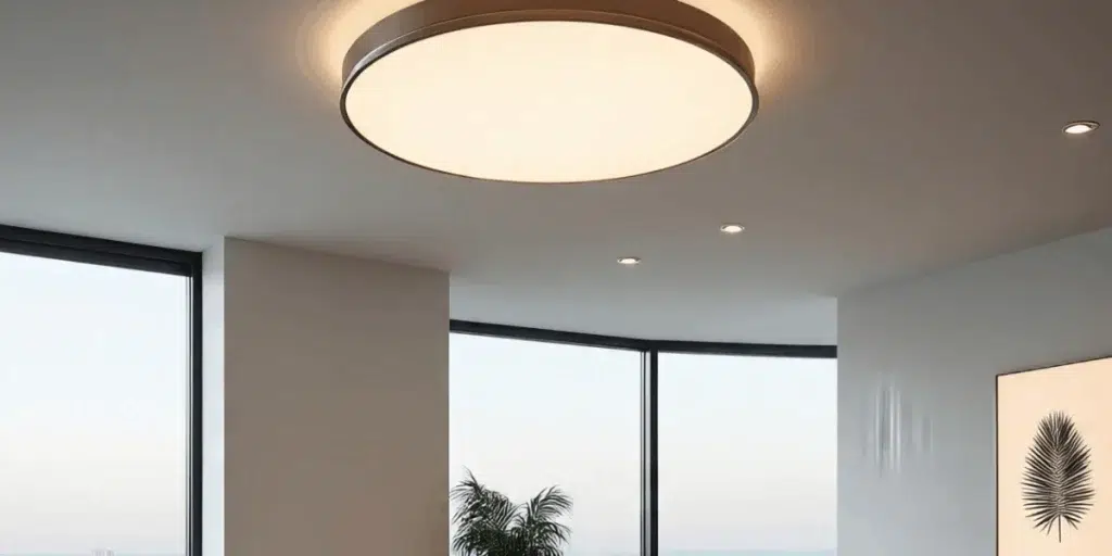 Smart LED lights installed in a modern living room showing multicolor lighting and smart home control
