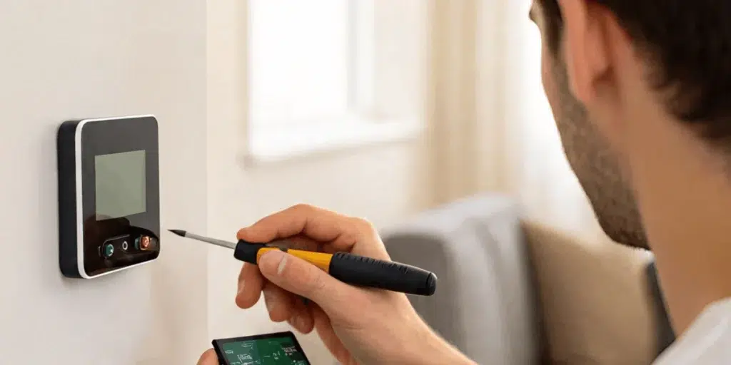 Smart home automation system installed in a modern Dubai villa showing automated lighting, climate control, and security integration