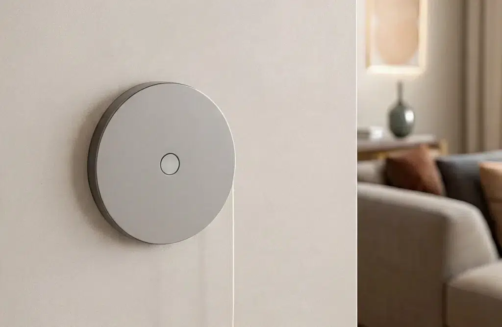 LED dimmer switch controlling brightness of modern ceiling lights in Dubai home