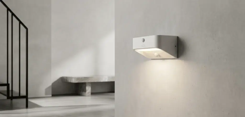 LED motion detector lights installed in outdoor and indoor spaces for smart energy-efficient lighting and security