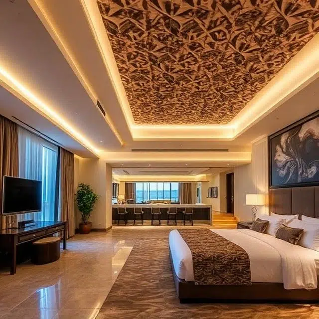 Professional commercial LED lighting solutions for modern hotel renovation and hospitality projects across the UAE.