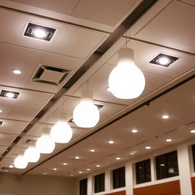 High-performance LED lighting installed in a university lecture theatre for clear visibility and improved student learning