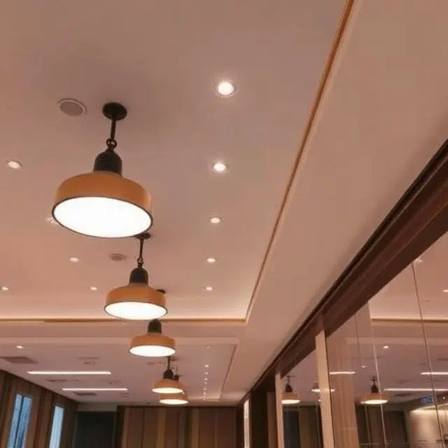 Modern hotel lobby illuminated with energy-efficient LED lighting solutions