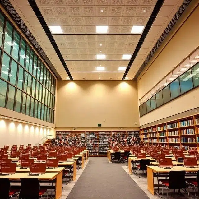 Bright LED lighting system installed in a university laboratory supporting research, engineering, and scientific experiments