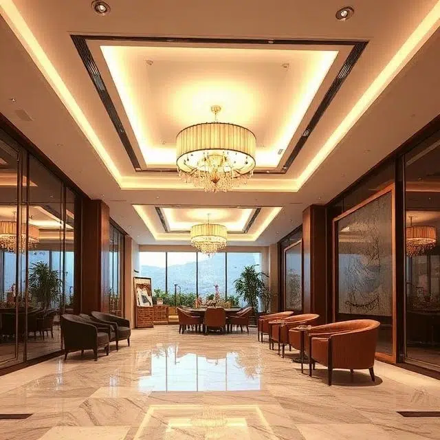 Architectural LED lighting enhancing a luxury hotel interior