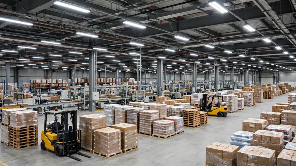 Modern LED lighting system for commercial factory buildings