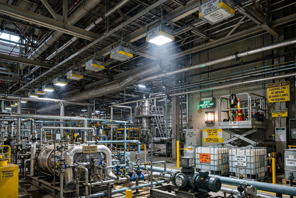 Industrial explosion-proof LED high bay fixtures for hazardous areas