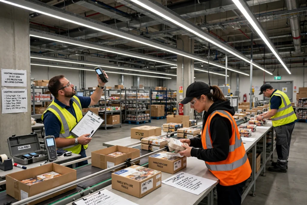LED industrial lighting for printing and packaging warehouses