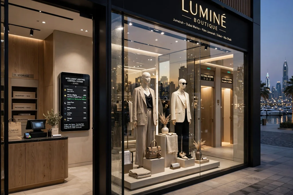 3000K LED lighting creating a warm fashion retail atmosphere