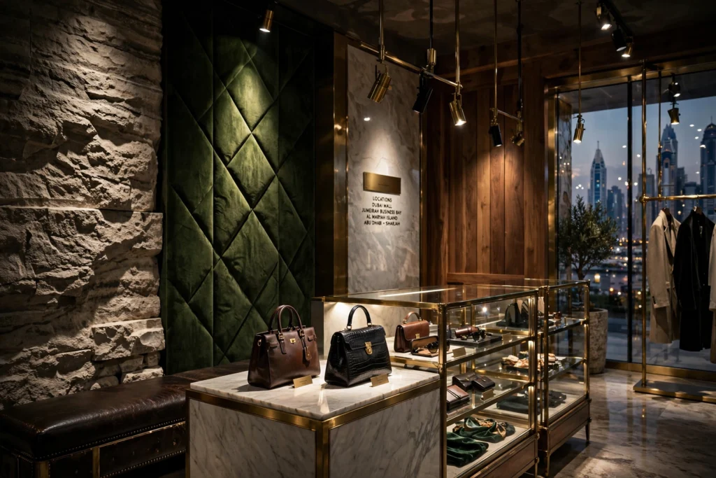 Neutral white LED lighting for modern fashion retail interiors
