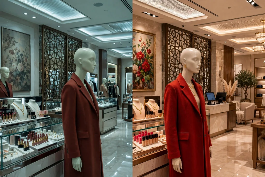 Energy-efficient LED lighting in a commercial building at Masdar City