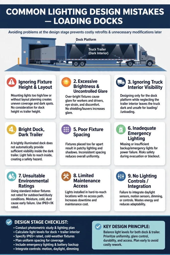 LED lighting over truck loading and unloading areas