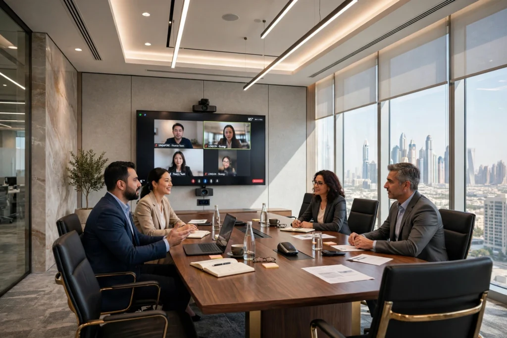 LED meeting room lighting in a modern UAE office