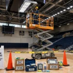Professional sports arena lighting designed for player visibility