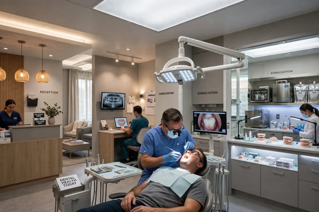 Modern LED lighting in dental treatment room