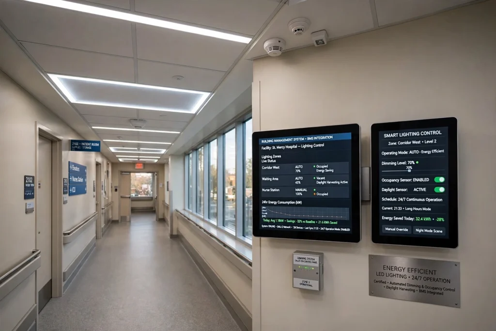 LED lighting with glare control for dental clinics