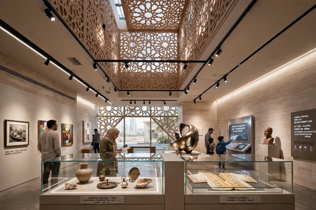 Modern museum and art gallery lighting illuminating artwork