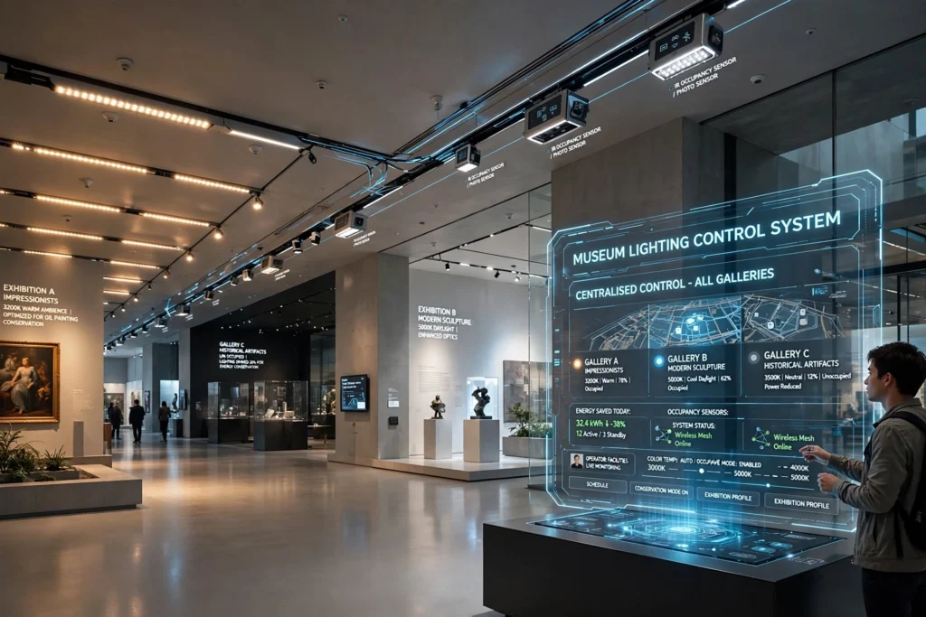 Professional lighting system for artwork and museum exhibits