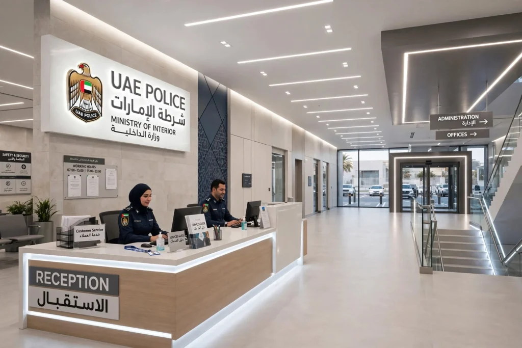 LED lighting system installed in a police station