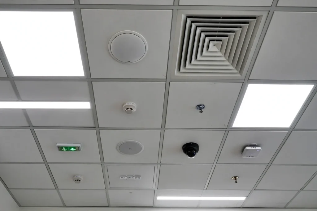 LED lighting layout coordinated with commercial building services