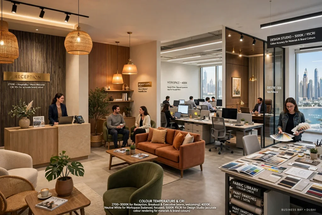 Modern commercial lighting system for Dubai offices