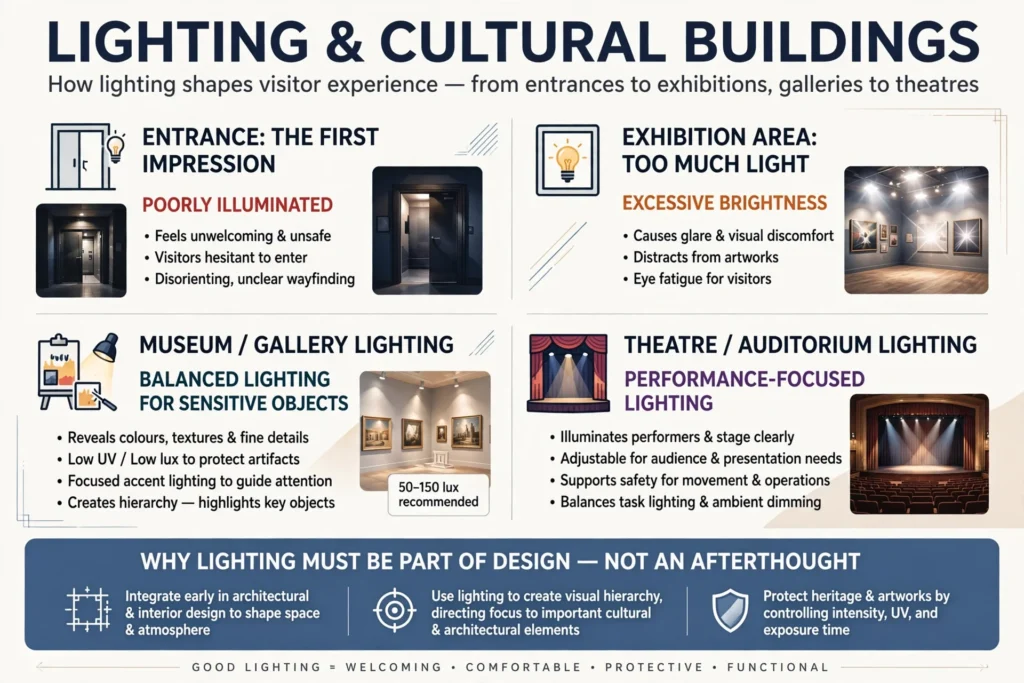 Modern LED lighting inside a cultural centre
