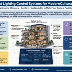 Cultural centre gallery with accent and ambient lighting