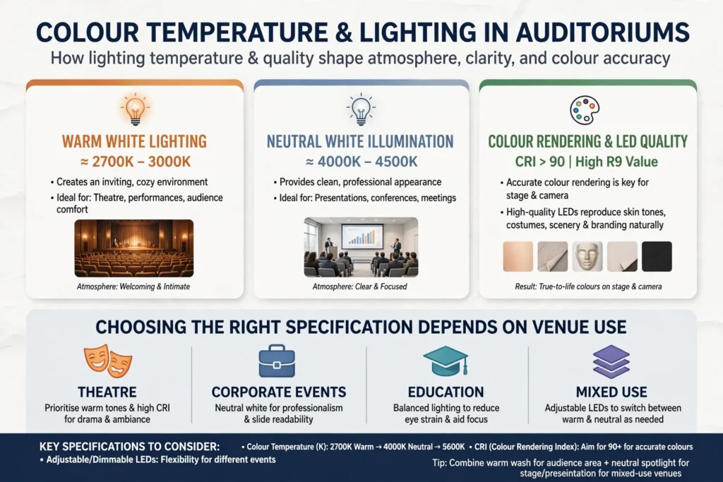 LED wash lights illuminating a theatre performance stage