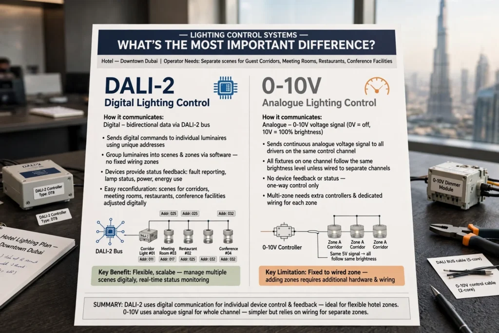 Difference between digital DALI-2 communication and analogue 0–10V dimming