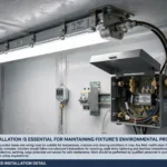 LED linear fixtures mounted along the ceiling of a temperature-controlled warehouse